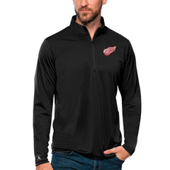 NHL Detroit Red Wings Antigua Tribute Quarter-Zip Pullover Top - Black