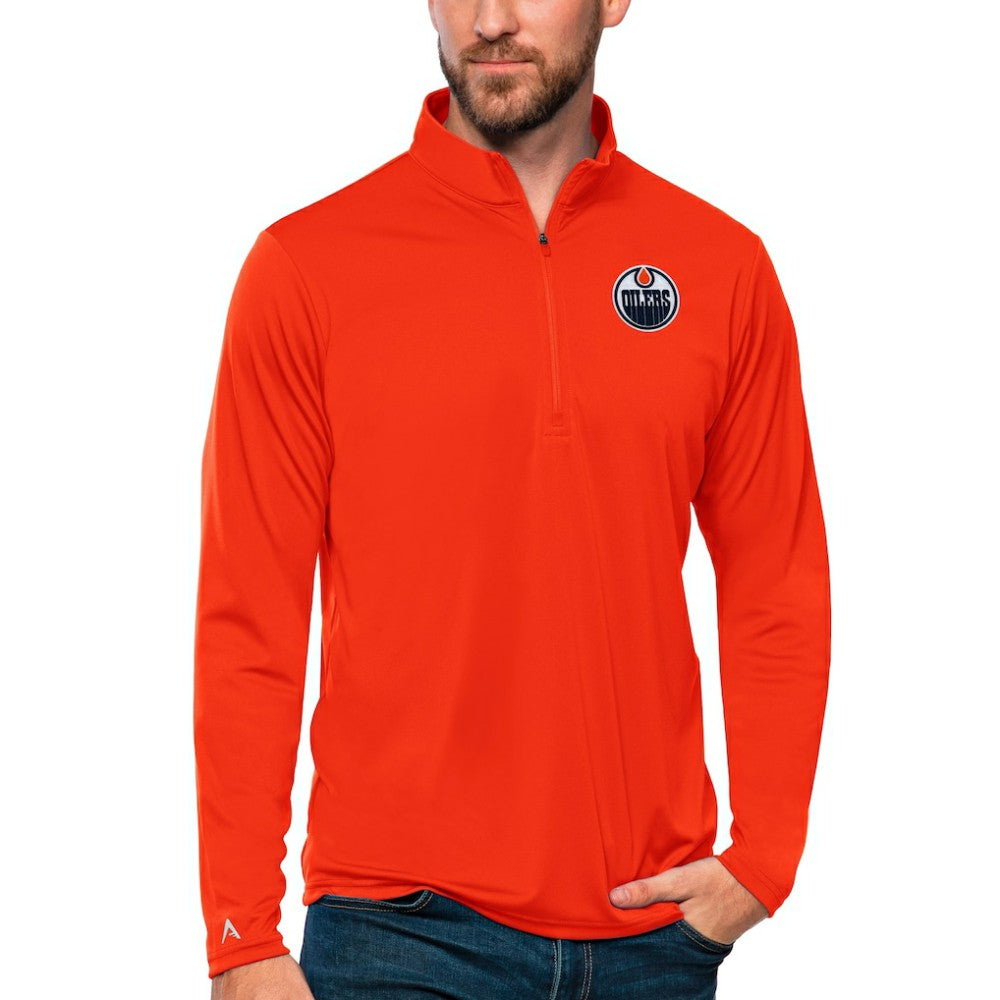 NHL Edmonton Oilers Antigua Tribute Quarter-Zip Pullover Top - Orange