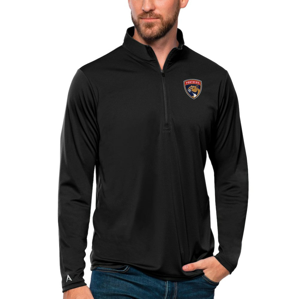NHL Florida Panthers Antigua Tribute Quarter-Zip Pullover Top - Black