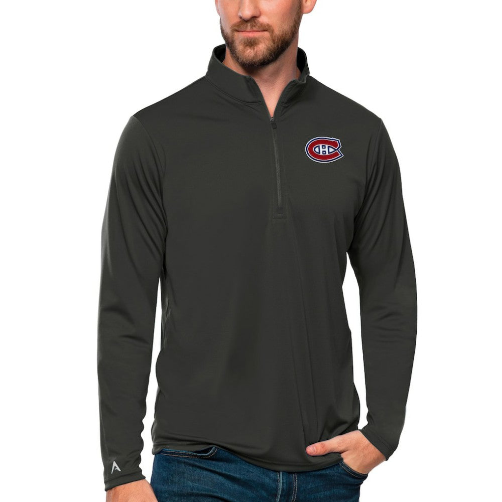 NHL Montreal Canadiens Antigua Tribute Quarter-Zip Pullover Top - Charcoal