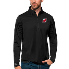 NHL New Jersey Devils Antigua Tribute Quarter-Zip Pullover Top - Black