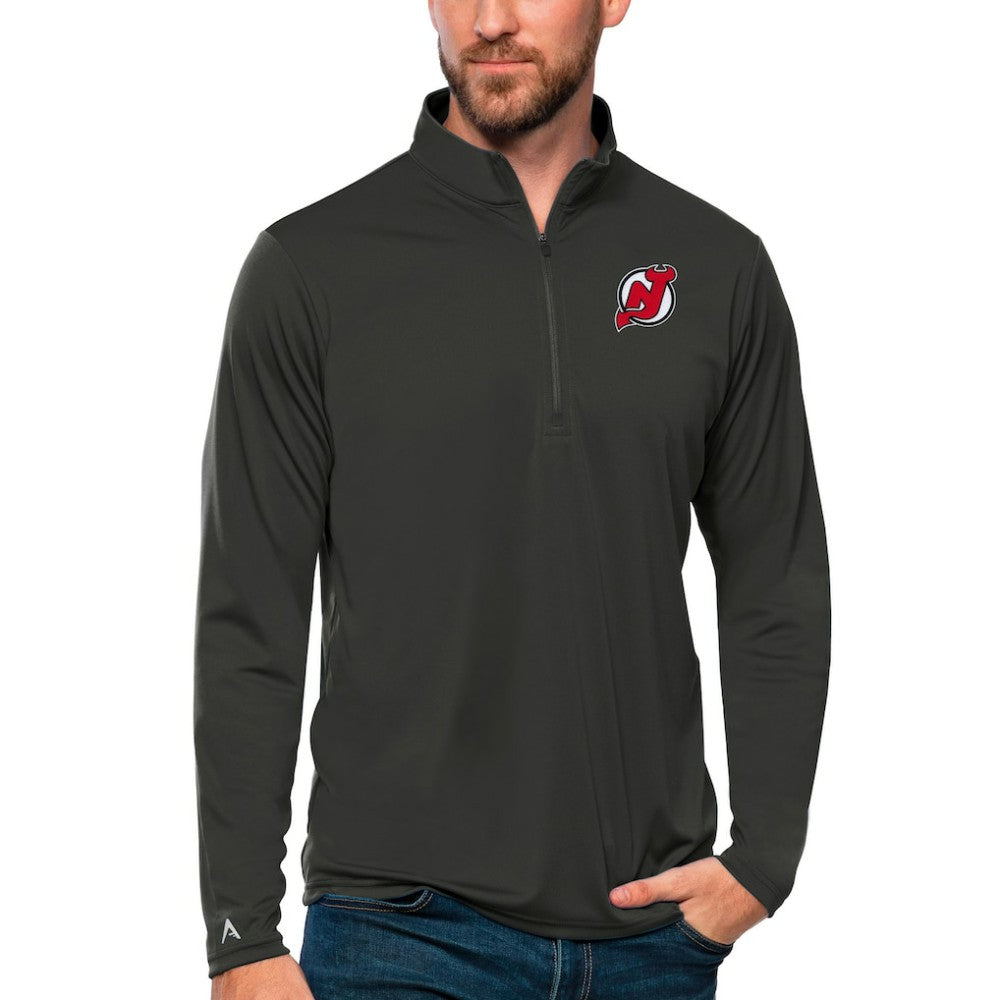 NHL New Jersey Devils Antigua Tribute Quarter-Zip Pullover Top - Charcoal