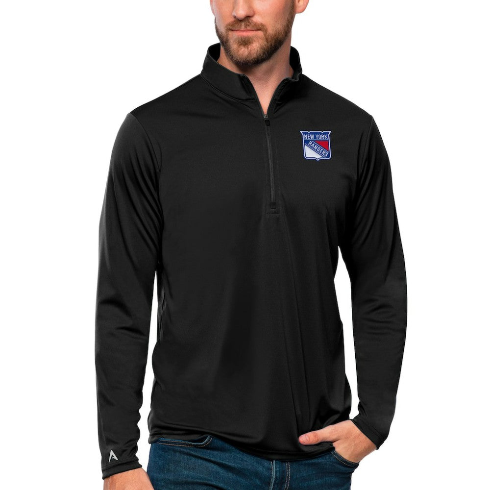 NHL New York Rangers Antigua Tribute Quarter-Zip Pullover Top - Black