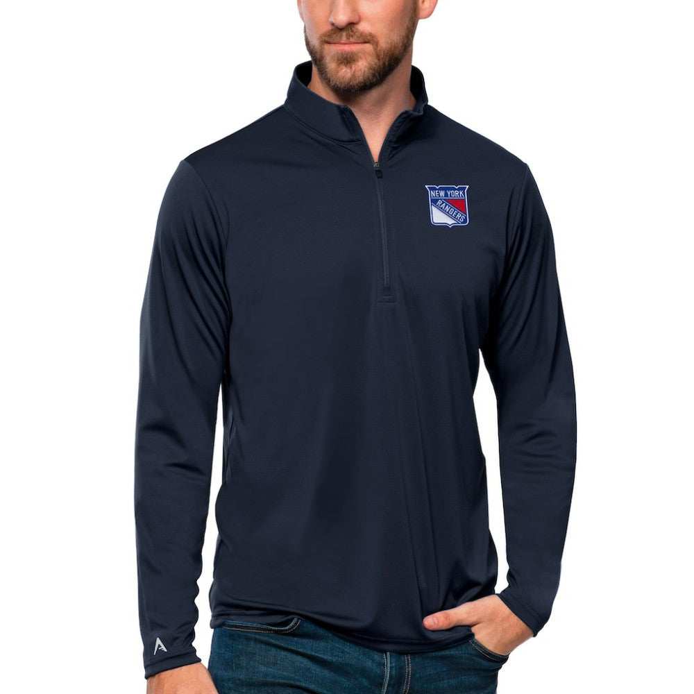 NHL New York Rangers Antigua Tribute Quarter-Zip Pullover Top - Navy