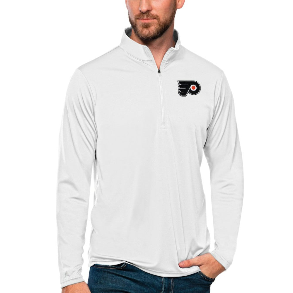 NHL Philadelphia Flyers Antigua Tribute Quarter-Zip Pullover Top - White