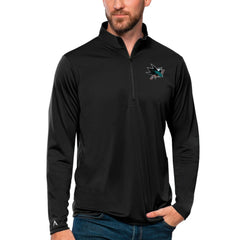 NHL San Jose Sharks Antigua Tribute Quarter-Zip Pullover Top - Black