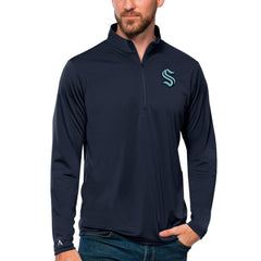 NHL Seattle Kraken Antigua Tribute Quarter-Zip Pullover Top - Deep Sea Blue