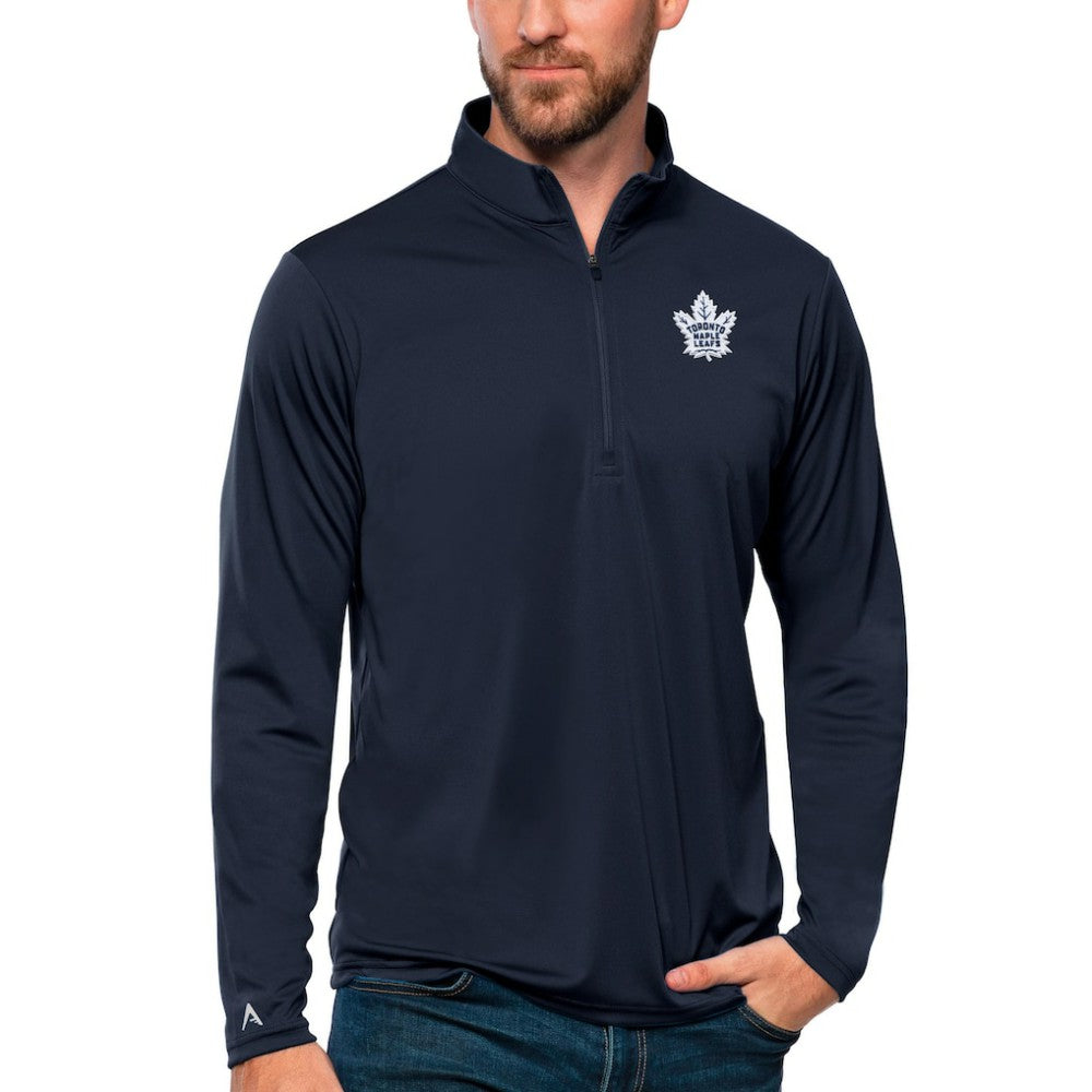 NHL Toronto Maple Leafs Antigua Tribute Quarter-Zip Pullover Top - Navy