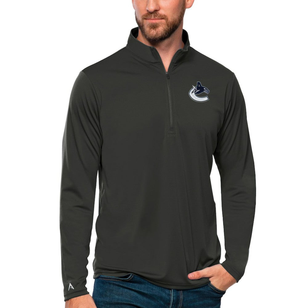NHL Vancouver Canucks Antigua Tribute Quarter-Zip Pullover Top - Charcoal