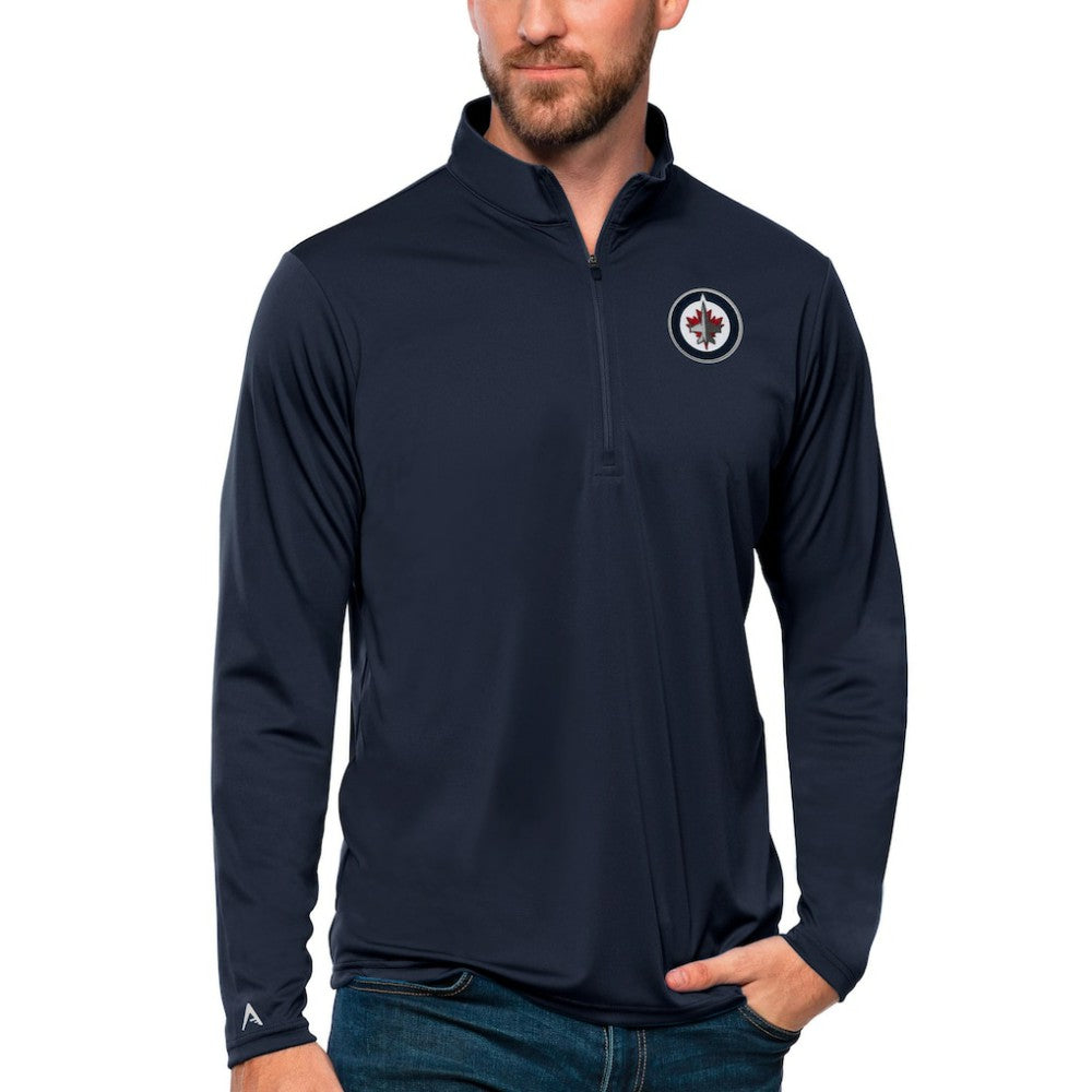 NHL Winnipeg Jets Antigua Tribute Quarter-Zip Pullover Top - Navy