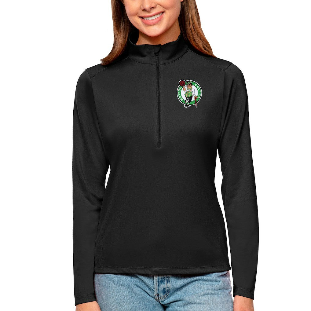 Boston Celtics Antigua Women's Tribute Half-Zip Top Black