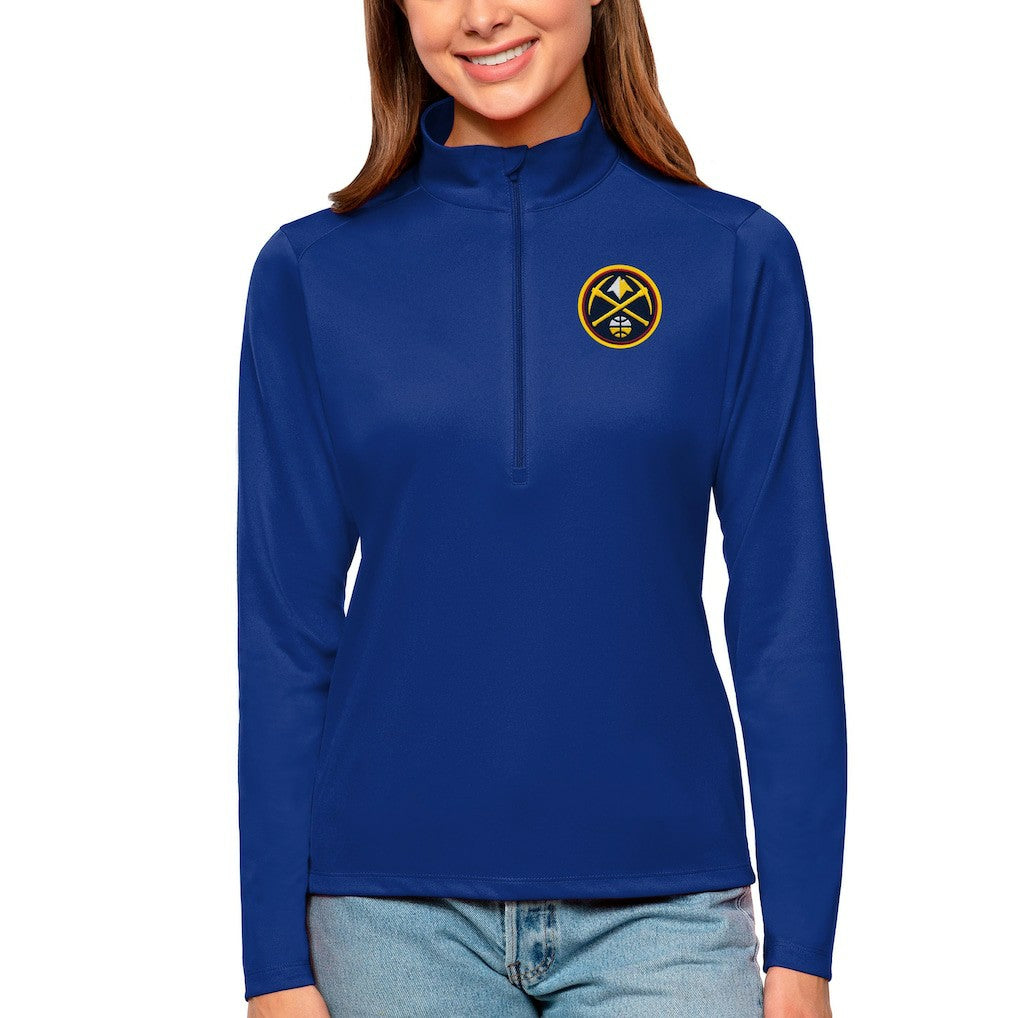 Denver Nuggets Antigua Women's Tribute Half-Zip Top Blue