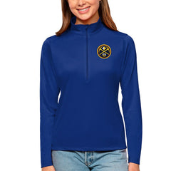 Denver Nuggets Antigua Women's Tribute Half-Zip Top Blue