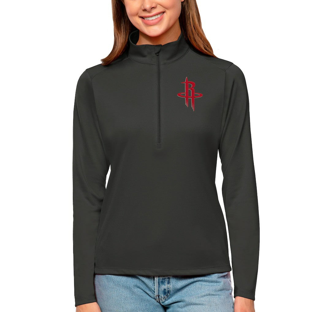 Houston Rockets Antigua Women's Tribute Half-Zip Top Charcoal