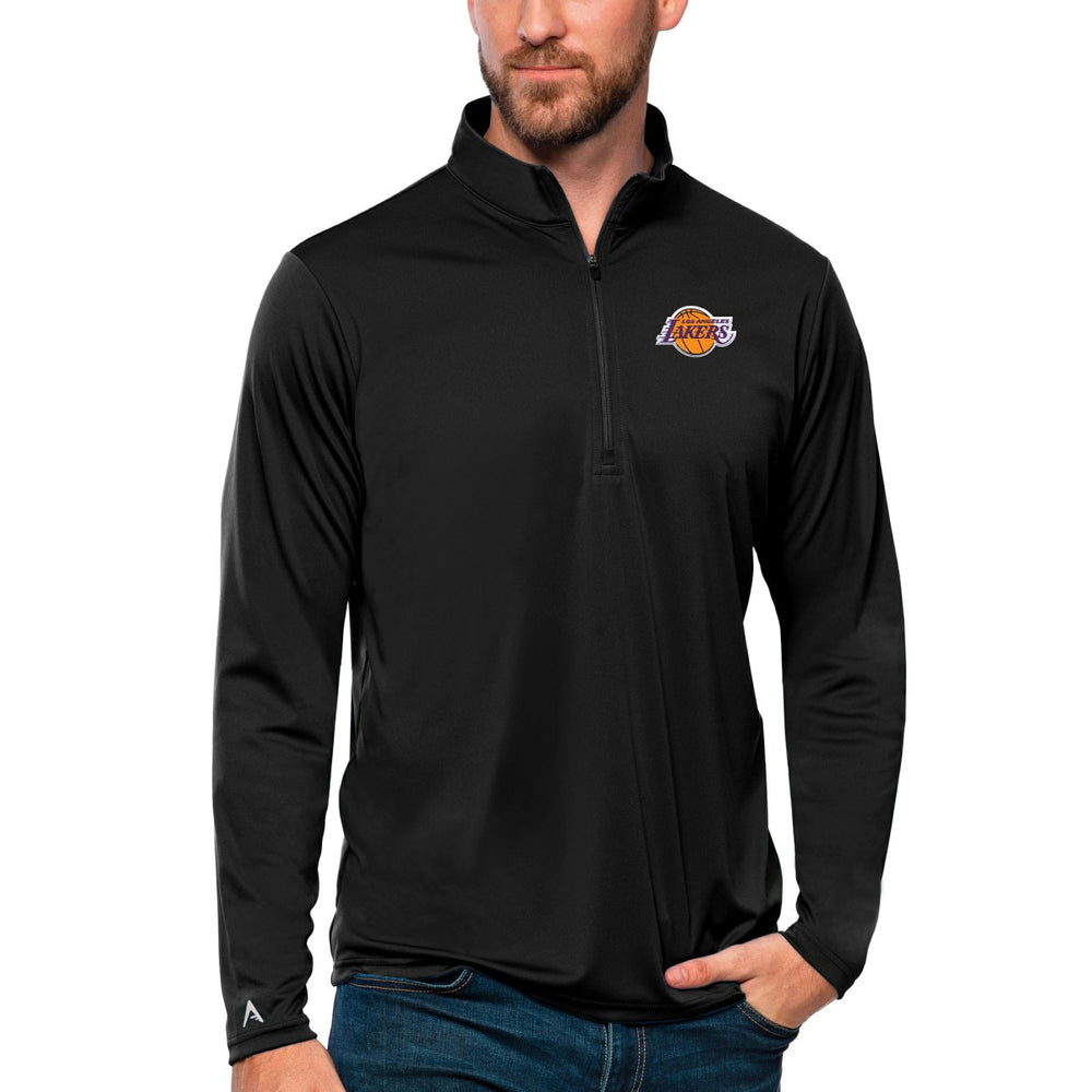 Los Angeles Lakers Antigua Tribute Quarter-Zip Pullover Top Black