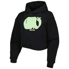 Boston Celtics Lusso Women's Layla World Tour Cropped Pullover Hoodie Black