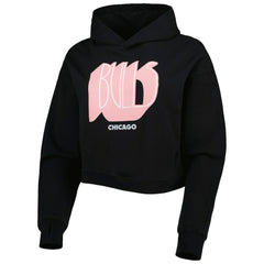 Chicago Bulls Lusso Women's Layla World Tour Cropped Pullover Hoodie Black