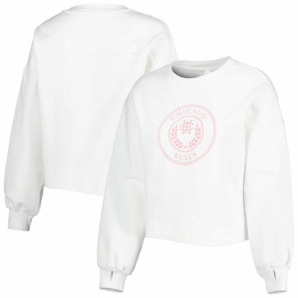 Chicago Bulls Lusso Women's Lola Ball and Chain Pullover Sweatshirt White