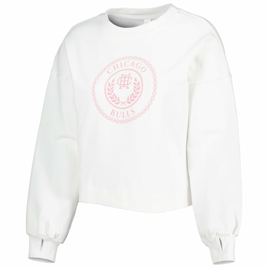 Chicago Bulls Lusso Women's Lola Ball and Chain Pullover Sweatshirt White