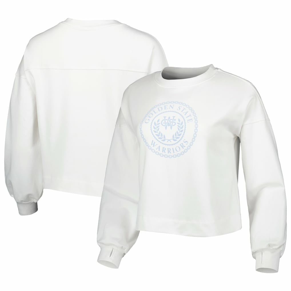 Golden State Warriors Lusso Women's Lola Ball and Chain Pullover Sweatshirt White