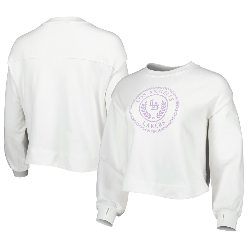 Los Angeles Lakers Lusso Women's Lola Ball and Chain Pullover Sweatshirt White