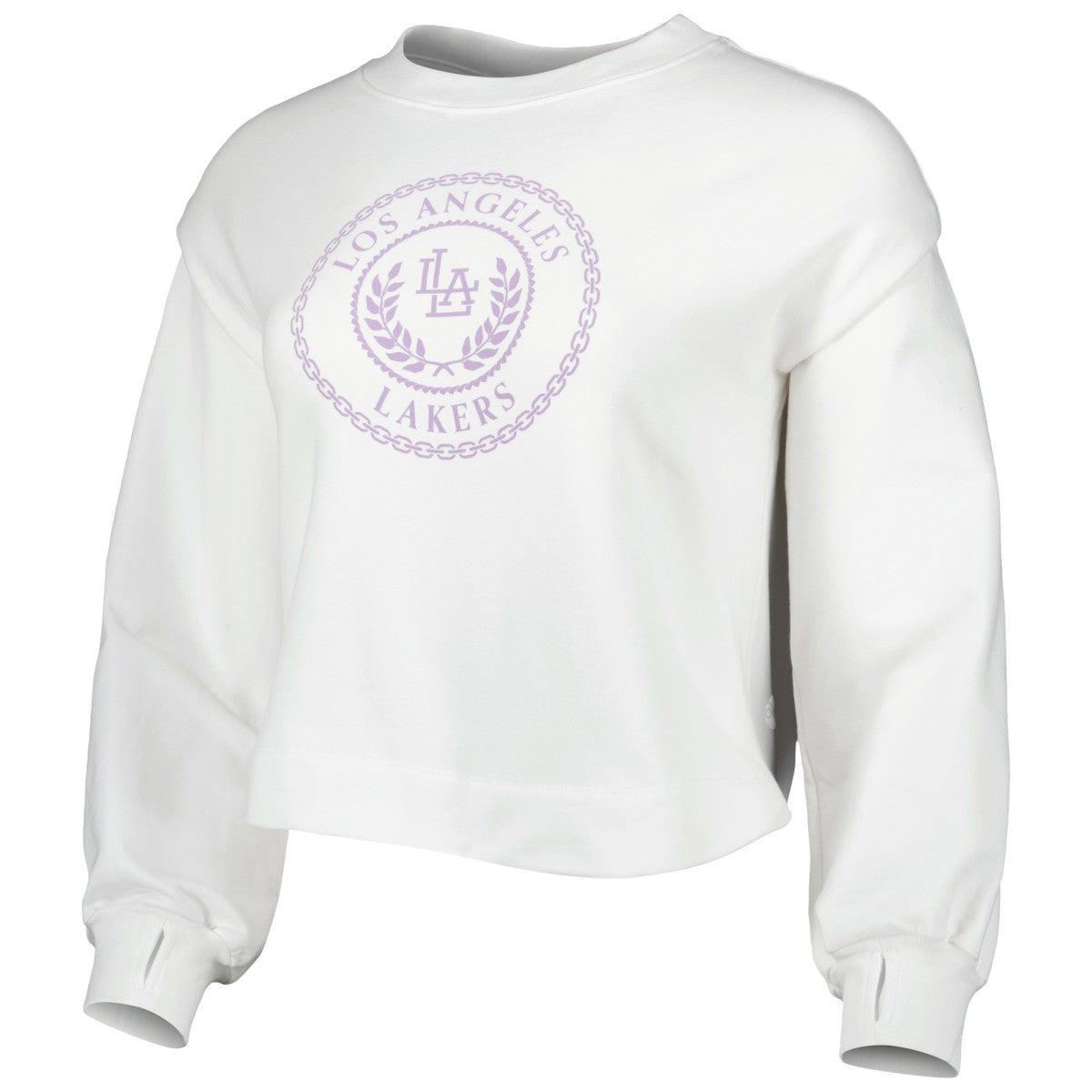 Los Angeles Lakers Lusso Women's Lola Ball and Chain Pullover Sweatshirt White