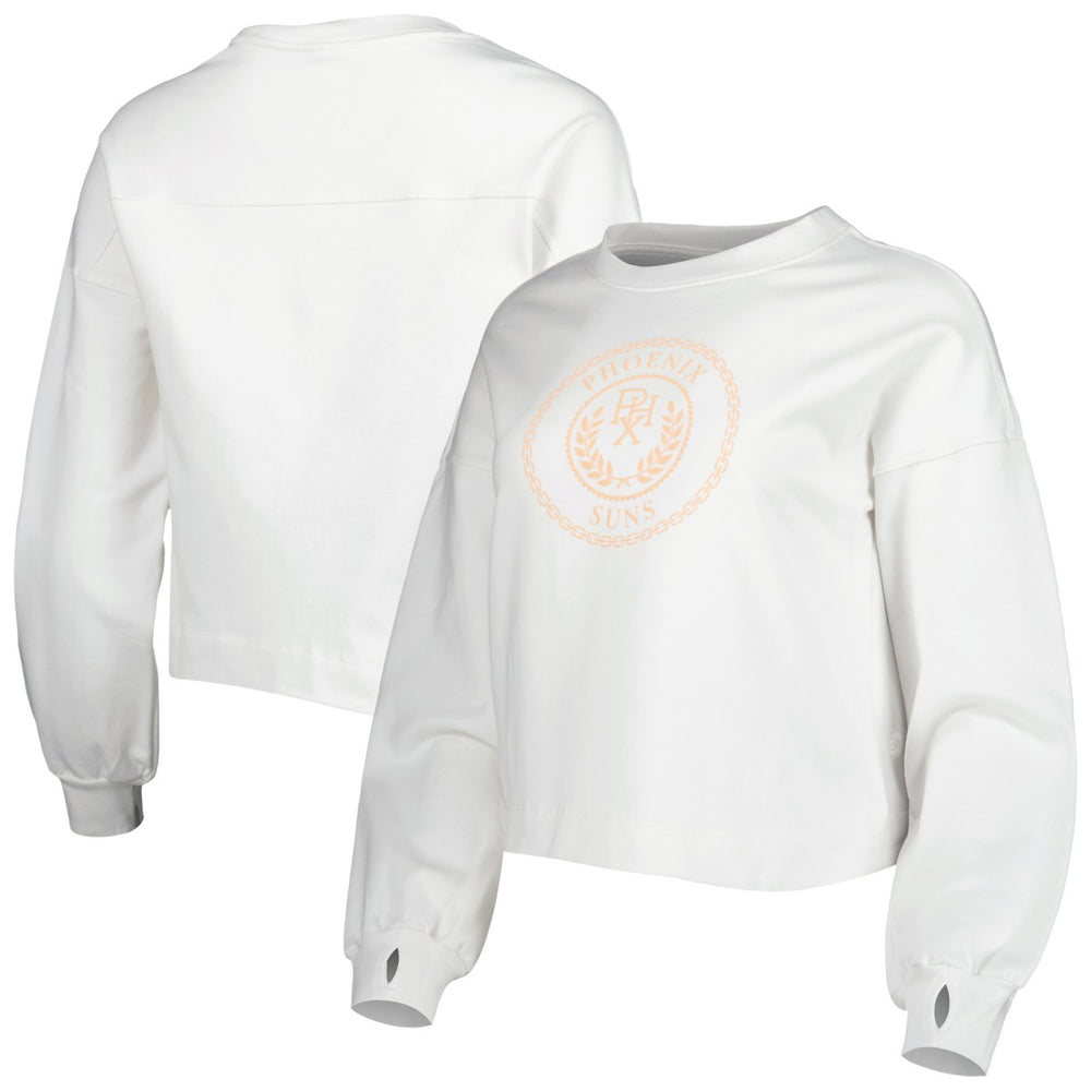 Phoenix Suns Lusso Women's Lola Ball and Chain Pullover Sweatshirt White