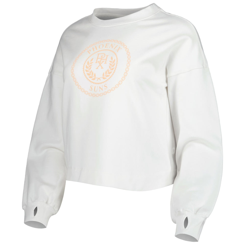 Phoenix Suns Lusso Women's Lola Ball and Chain Pullover Sweatshirt White