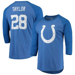 Jonathan Taylor Indianapolis Colts Majestic Threads Name & Number Team Colorway Tri-Blend 3/4 Raglan Sleeve Player T-Shirt Royal