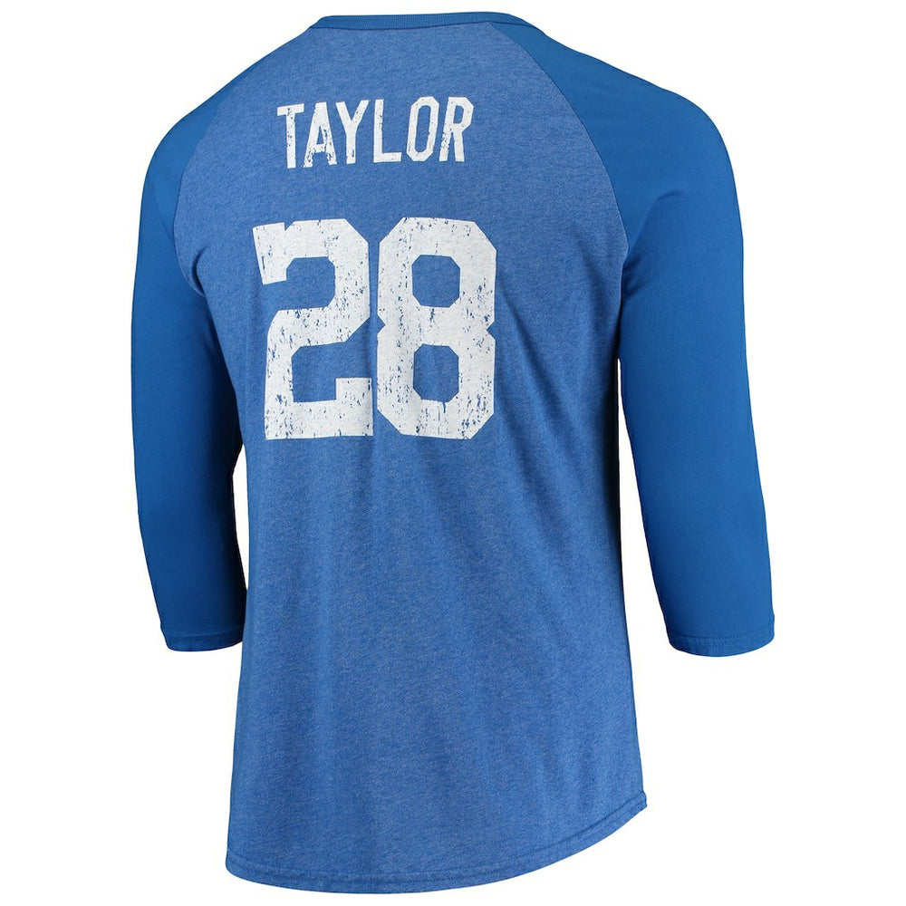 Jonathan Taylor Indianapolis Colts Majestic Threads Name & Number Team Colorway Tri-Blend 3/4 Raglan Sleeve Player T-Shirt Royal