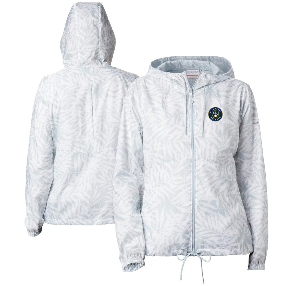 Milwaukee Brewers Columbia Women's Flash Forward Full-Zip Windbreaker Jacket - Gray Jackets