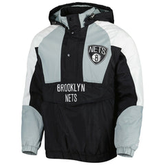 Brooklyn Nets Starter Body Check Raglan Hoodie Half-Zip Jacket Black