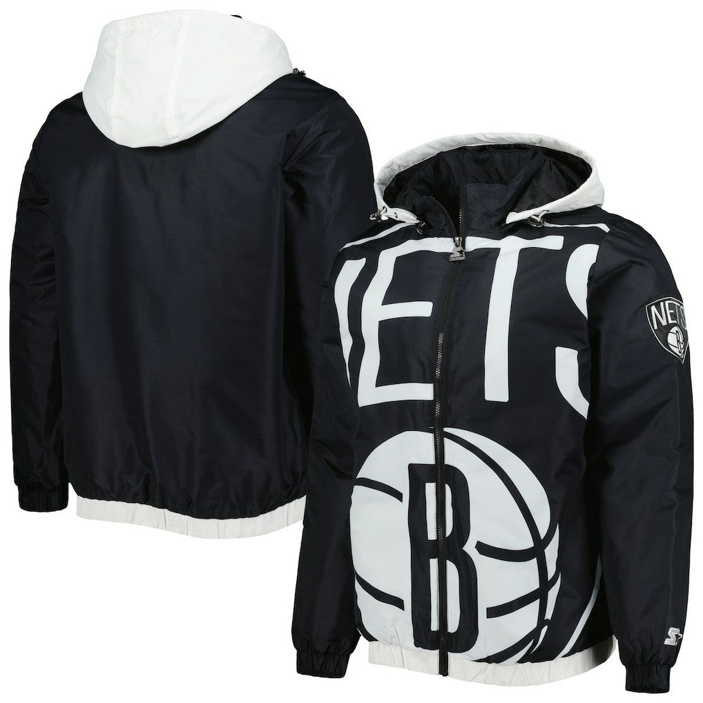 Brooklyn Nets Starter The Triple Double Full-Zip Hoodie Jacket Black