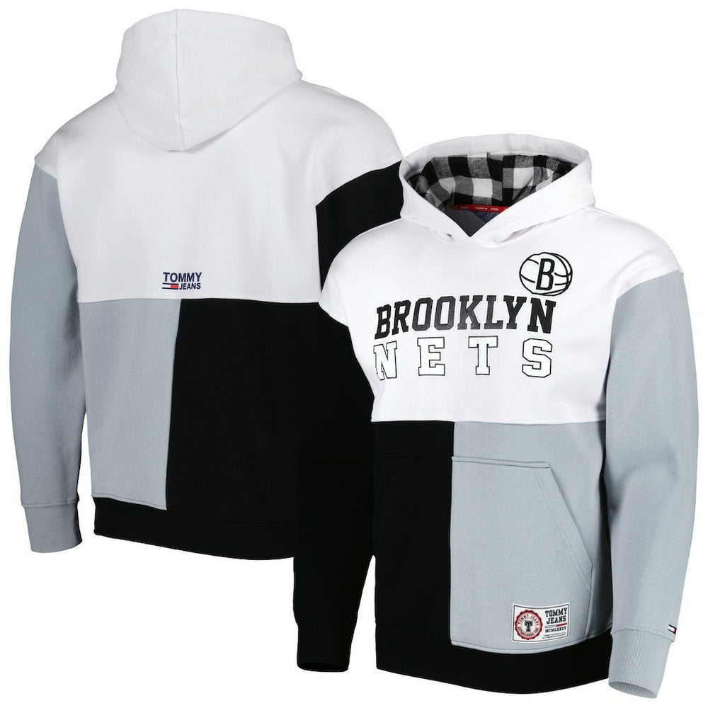 Brooklyn Nets Tommy Jeans Andrew Split Pullover Hoodie White/Black