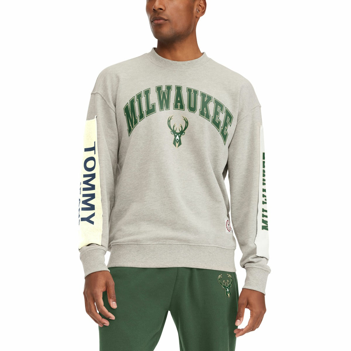 Milwaukee Bucks Tommy Jeans James Patch Pullover Sweatshirt Gray