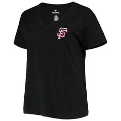San Francisco Giants Women's Plus Size #1 Mom 2-Hit V-Neck T-Shirt - Black T-shirts