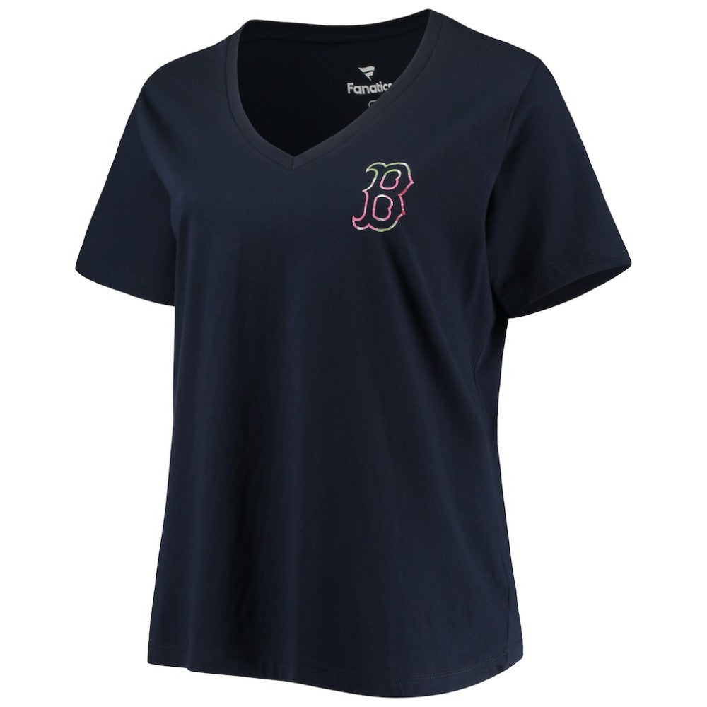 Boston Red Sox Women's Plus Size #1 Mom 2-Hit V-Neck T-Shirt - Navy T-shirts