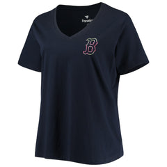 Boston Red Sox Women's Plus Size #1 Mom 2-Hit V-Neck T-Shirt - Navy T-shirts