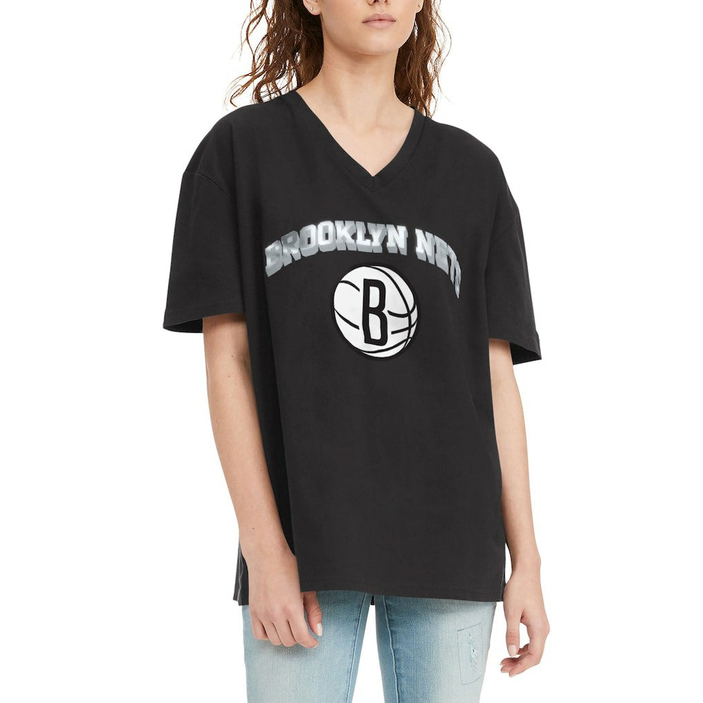 Brooklyn Nets Tommy Jeans Women's Ashley V-Neck T-Shirt Black