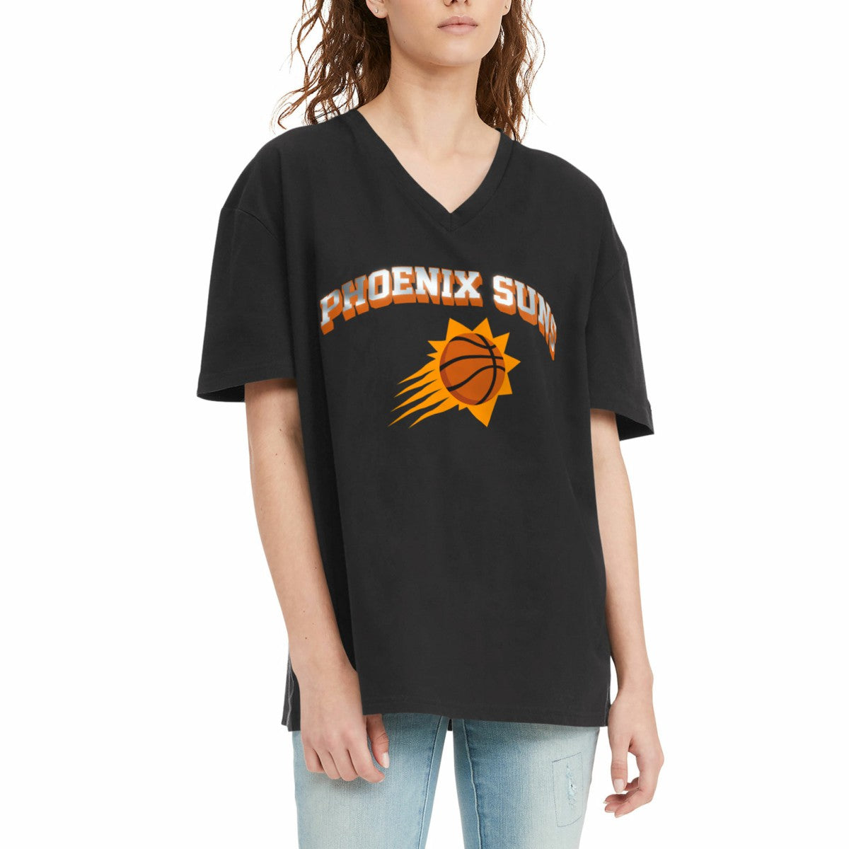 Phoenix Suns Tommy Jeans Women's Ashley V-Neck T-Shirt Black