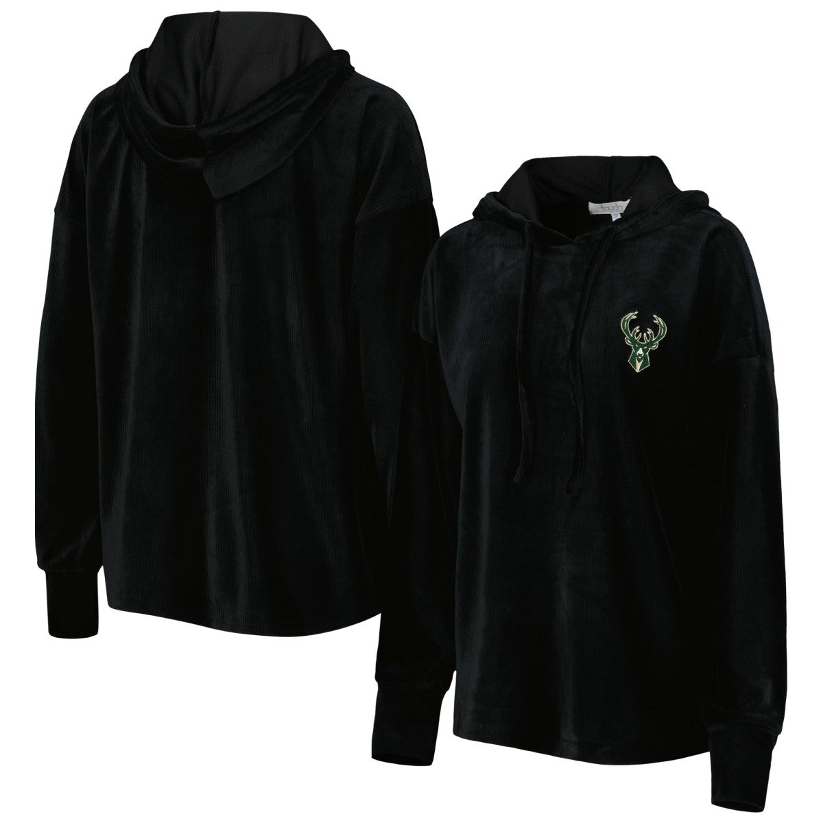 Milwaukee Bucks Touch Women's End Line Velour Pullover Hoodie Black