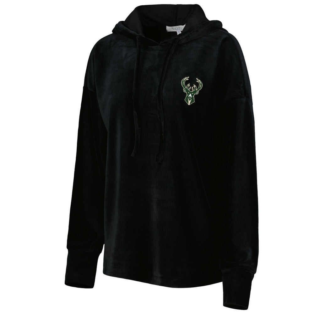 Milwaukee Bucks Touch Women's End Line Velour Pullover Hoodie Black