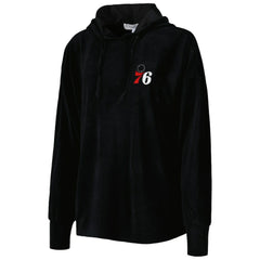 Philadelphia 76ers Touch Women's End Line Velour Pullover Hoodie Black