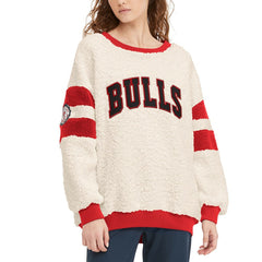 Chicago Bulls Tommy Jeans Women's Mindy Sherpa Pullover Sweatshirt Oatmeal/Red