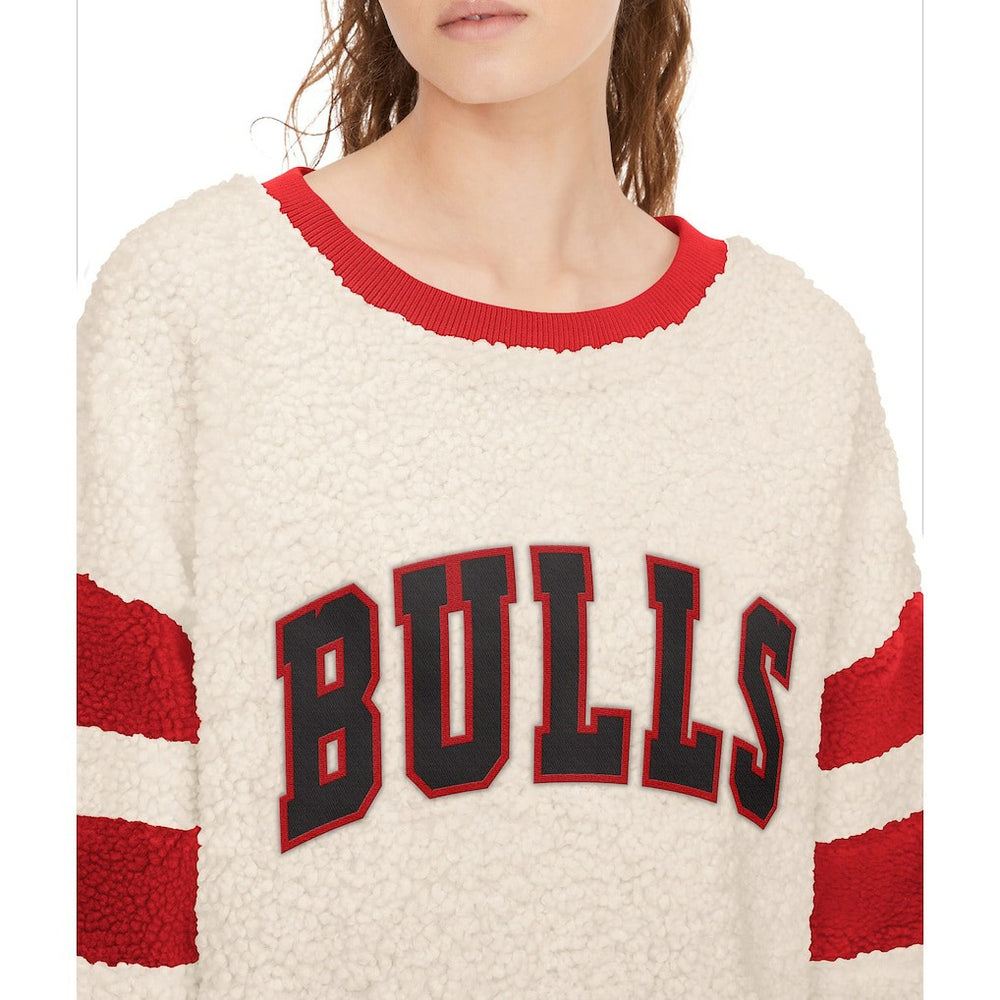Chicago Bulls Tommy Jeans Women's Mindy Sherpa Pullover Sweatshirt Oatmeal/Red