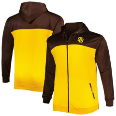 San Diego Padres Big & Tall Yoke Full-Zip Hoodie - Brown/Gold Hoodies