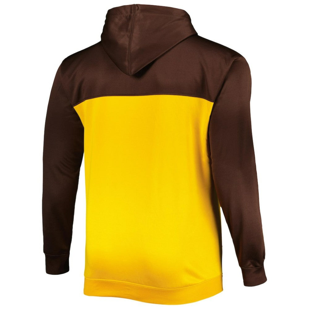 San Diego Padres Big & Tall Yoke Full-Zip Hoodie - Brown/Gold Hoodies
