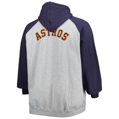 Houston Astros Big & Tall Raglan Full-Zip Hoodie - Heathered Gray/Navy Hoodies