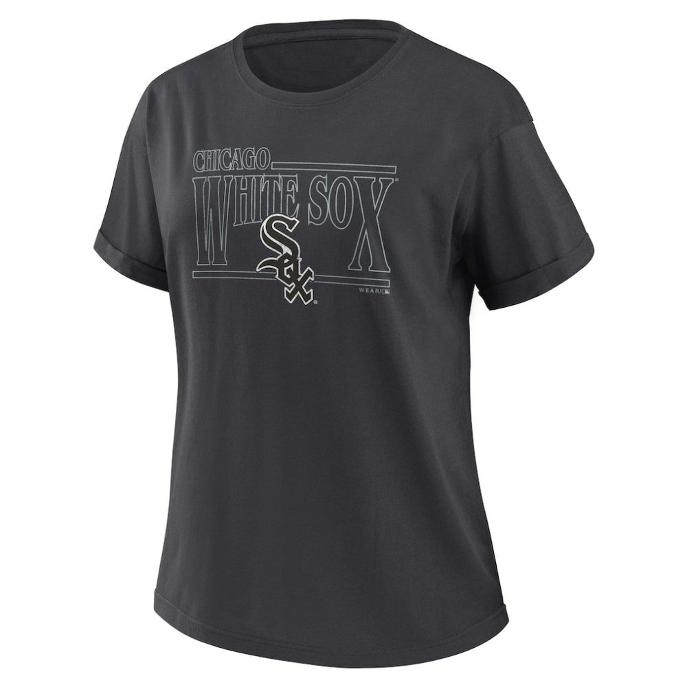 Chicago White Sox WEAR by Erin Andrews Women's Oversized Boyfriend T-Shirt - Charcoal T-shirts