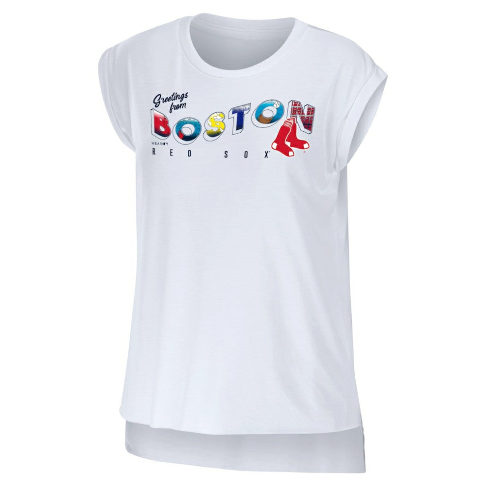 Boston Red Sox WEAR by Erin Andrews Women's Greetings From T-Shirt - White T-shirts